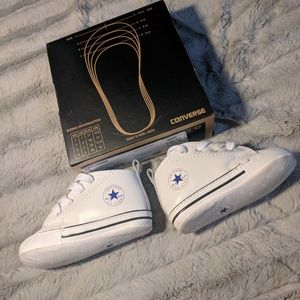 Baby White Converse Leather Shoe